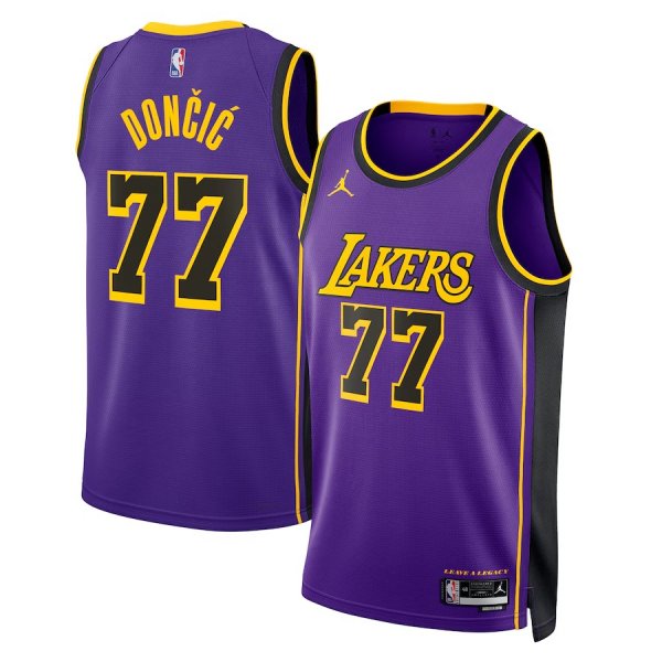 Men's Los Angeles Lakers Jordan Brand #77 Luka Doncic Purple Statement Edition Swingman Jersey