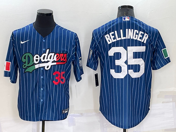 Men's Nike Los Angeles Dodgers #35 Cody Bellinger Blue Mexico World Series Throwback Stitched Cool Base Jersey